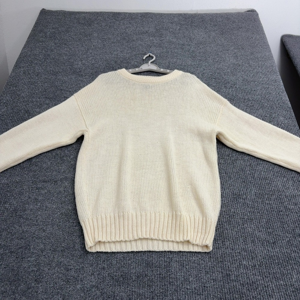 Vintage Boston Traders Sweater Mens L Cream Wool Crew Neck Knit Preppy Classic